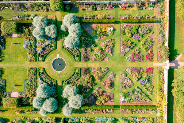 An aerial view of the Walled Garden