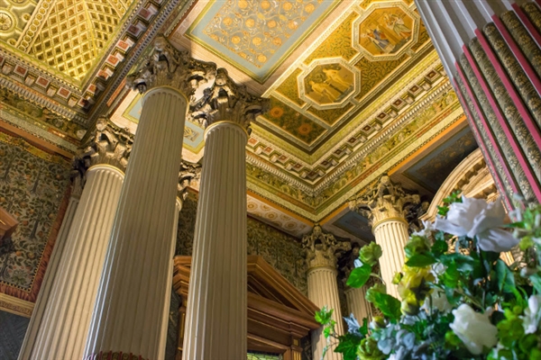 The Chapel columns and highly decorative ceiling